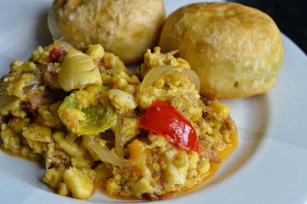 Ackee and Saltfish with Fried Dumplings