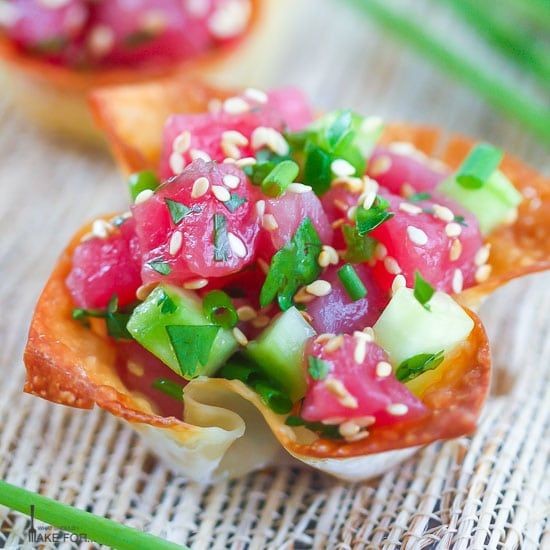 Ahi Tuna Tartare with Crispy Wontons