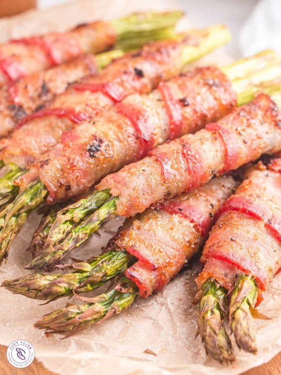 Air Fryer Maple Glazed Bacon-Wrapped Asparagus