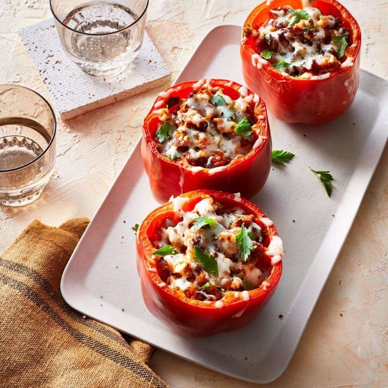 Air Fryer Turkey and Spinach Stuffed Bell Peppers
