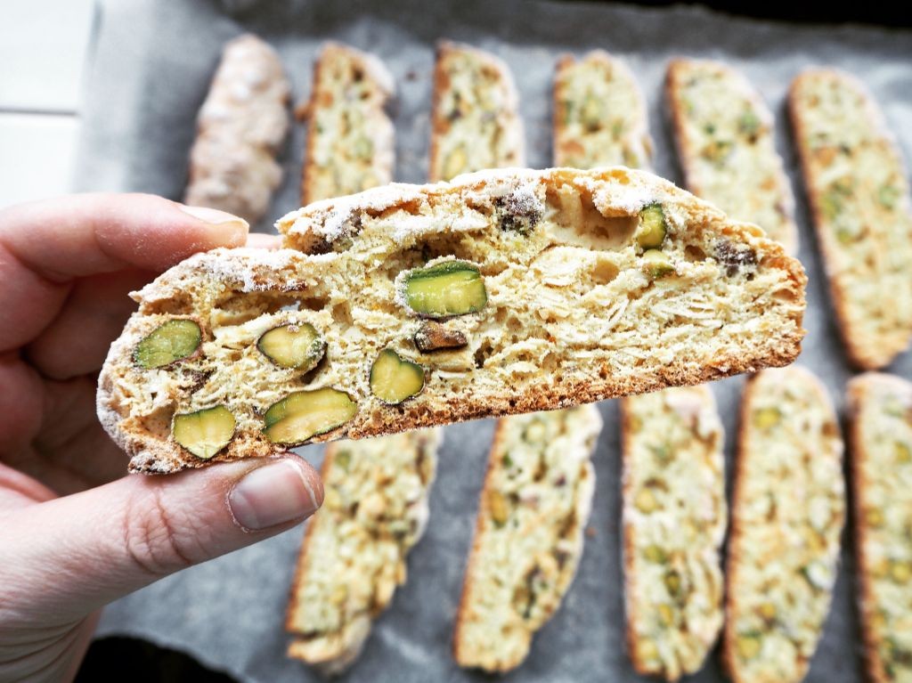Almond Biscotti with Pistachios