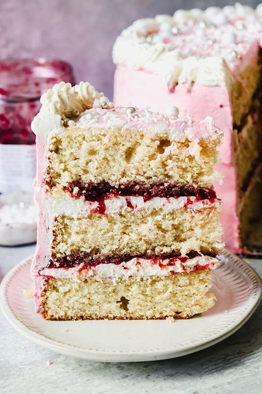 Almond Butter Cake with Raspberry Filling