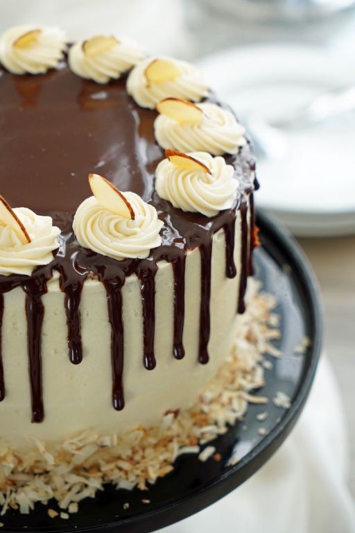 Almond Joy Volcano Cake with Coconut Cream