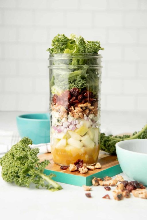 Apple Walnut Mason Jar Salad with Honey Mustard