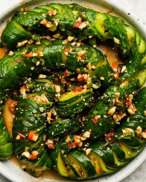 Asian Cucumber Salad with Chili Garlic Sauce