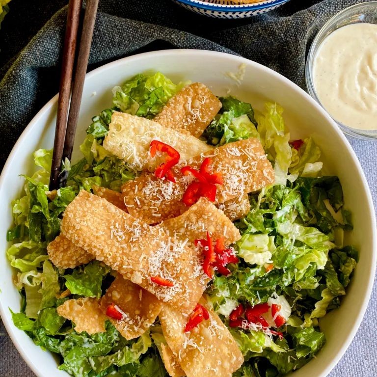 Asian-Inspired Chicken Caesar Salad with Sesame Dressing