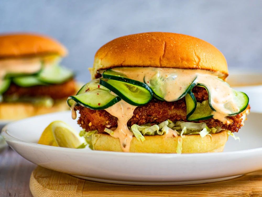 Asian-Inspired Fried Fish Sandwich with Sweet Chili Sauce