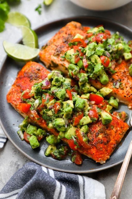 Avocado Lime Baked Salmon