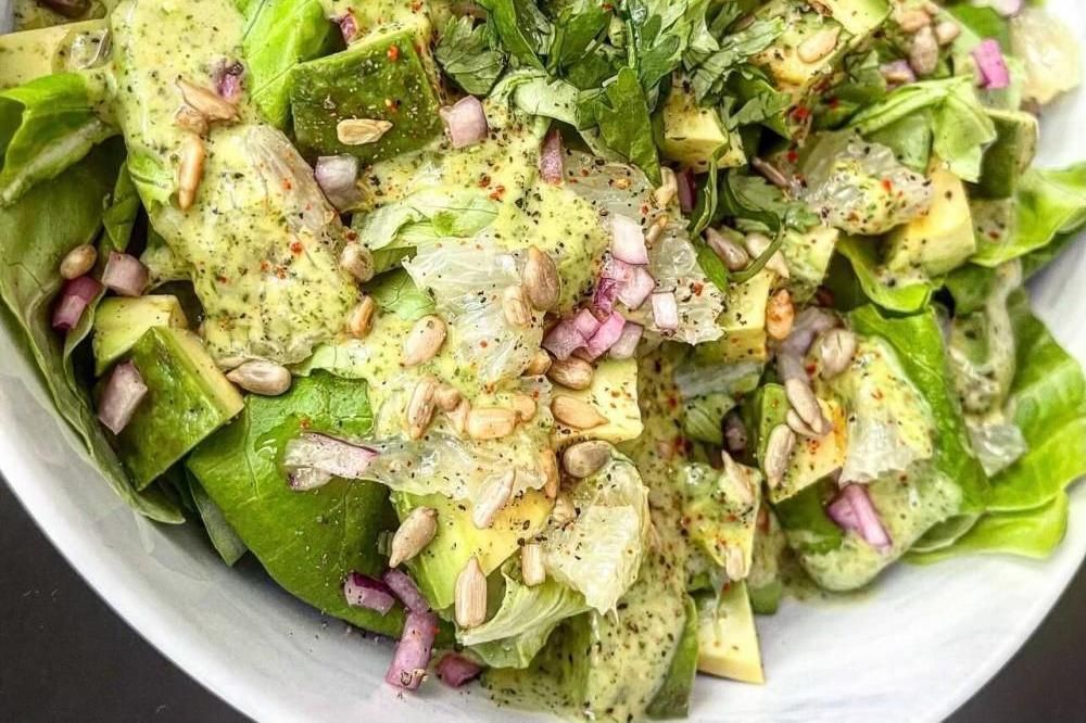 Avocado and Grapefruit Lettuce Salad with Chili Flakes