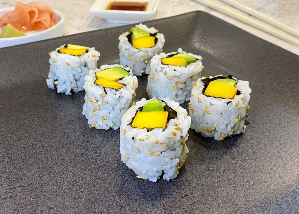 Avocado and Mango Sushi Rolls