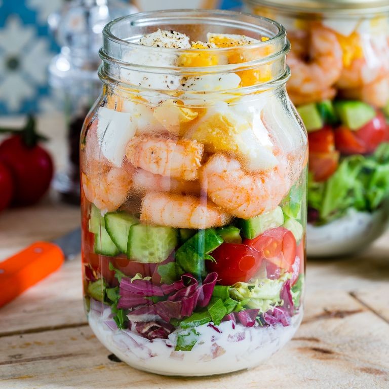 Avocado and Shrimp Mason Jar Salad