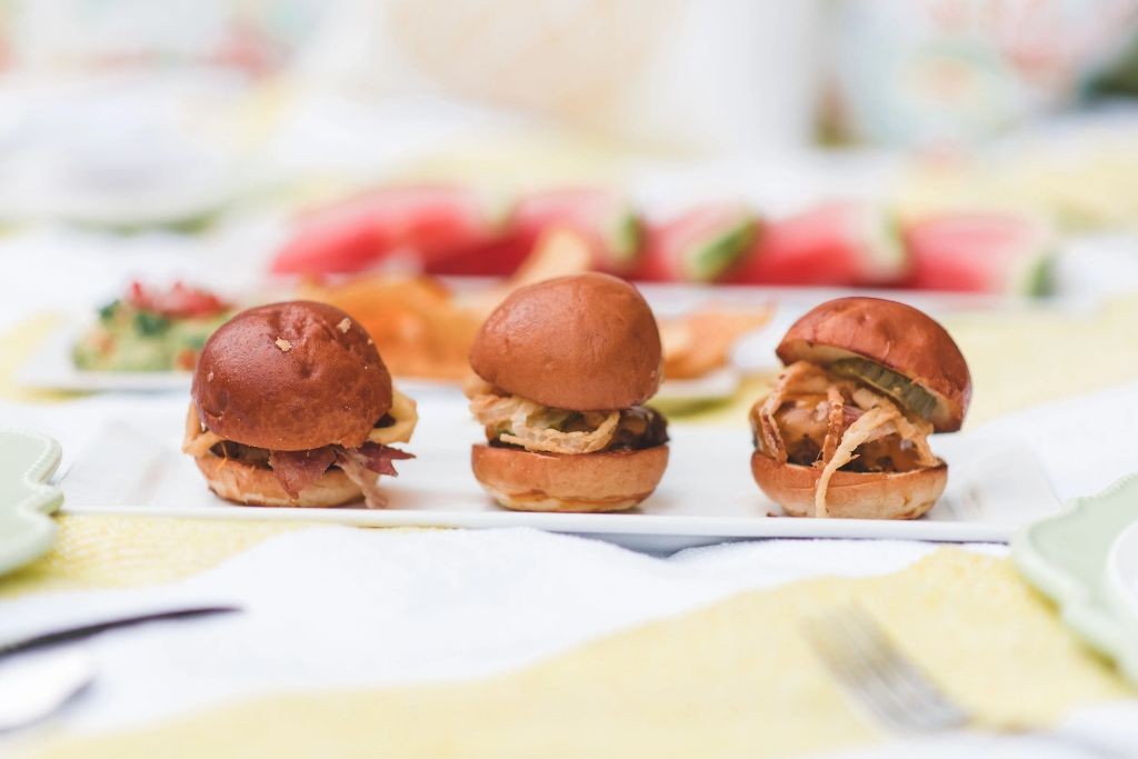 BBQ Bacon Cheddar Sliders with Onion Rings
