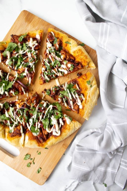 BBQ Chicken Hummus Pizza