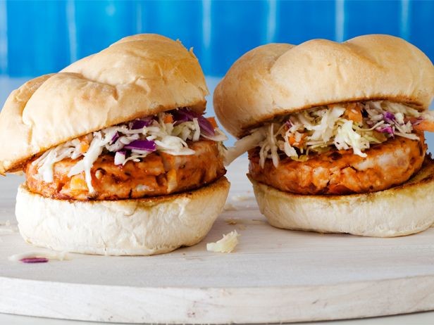 BBQ Ground Chicken Burgers with Coleslaw