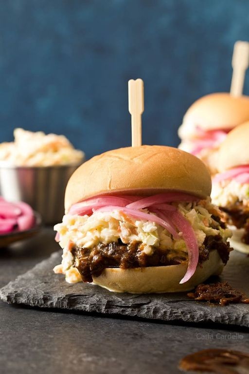 BBQ Pulled Beef Sliders with Coleslaw