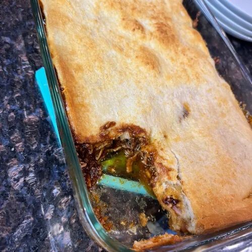 BBQ Pulled Pork Crescent Roll Casserole