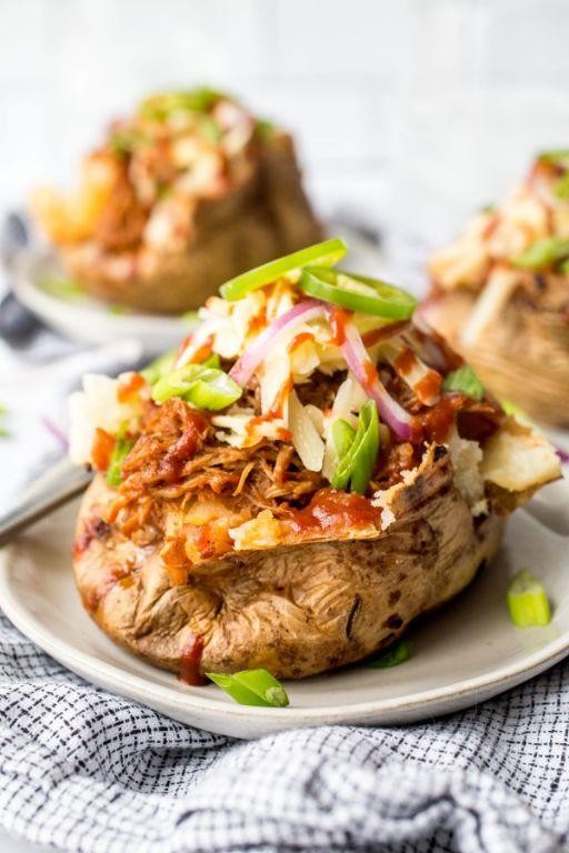 BBQ Pulled Pork Funeral Potatoes with Colby Jack Cheese