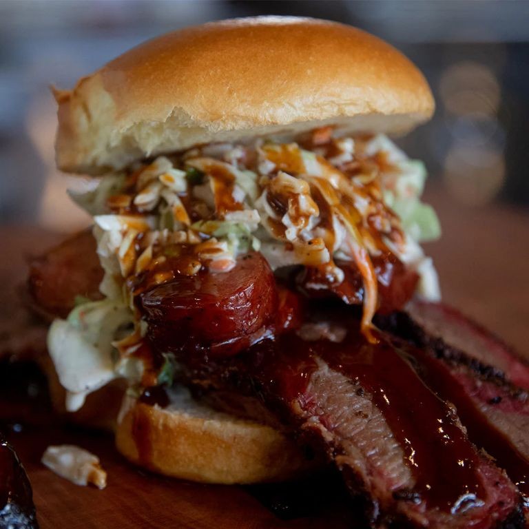 BBQ Pulled Pork Sausage Sandwich