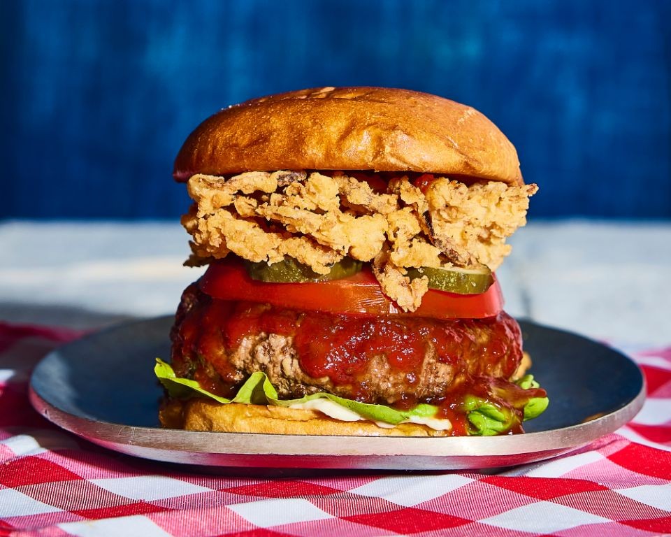 BBQ Smash Burger with Crispy Onion Straws