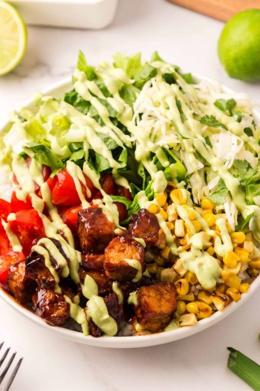 BBQ Tempeh Power Bowl with Coleslaw