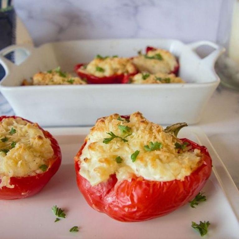 Baby Cauliflower and Cheese Stuffed Peppers