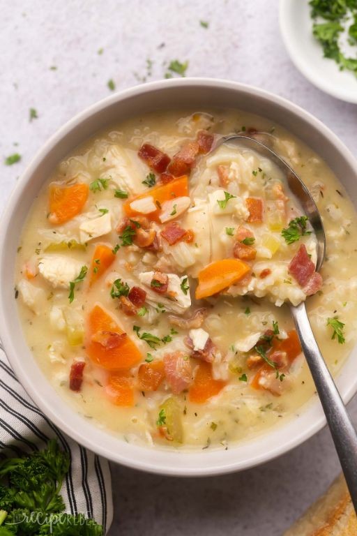 Bacon Cream of Chicken Soup with Long Grain Rice