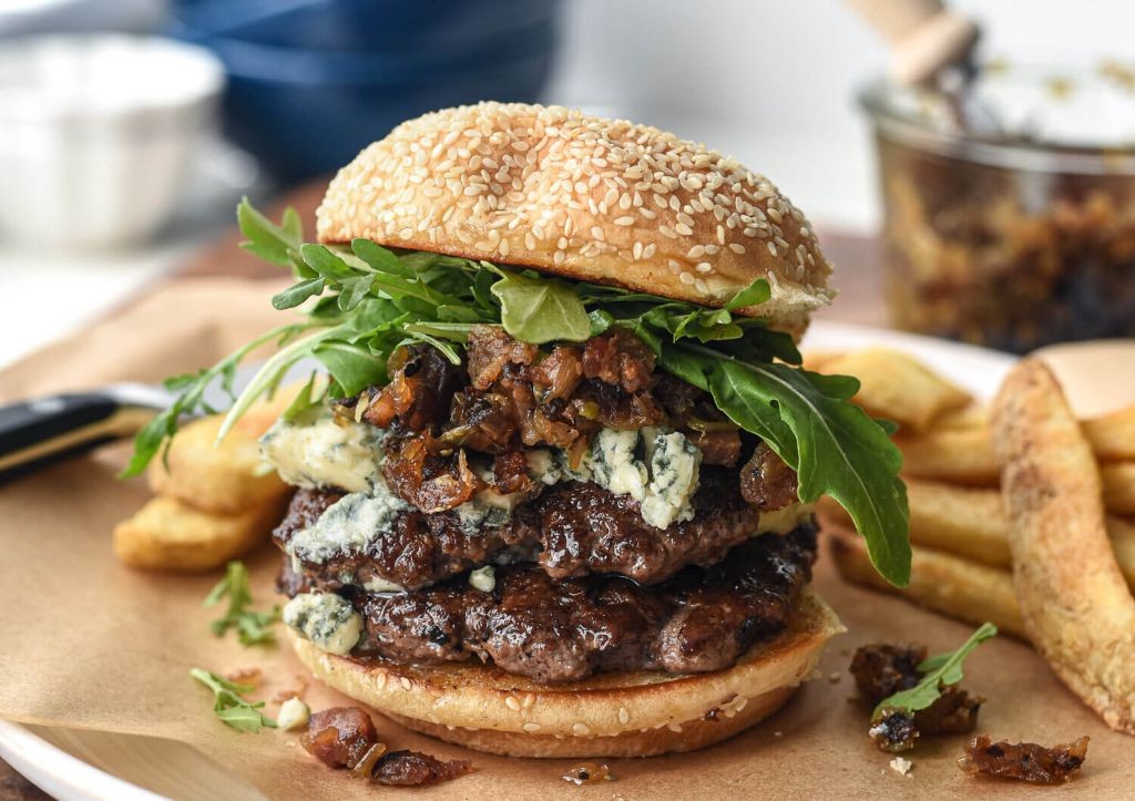 Bacon and Blue Cheese Smash Burger