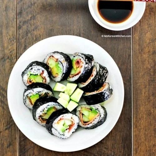 Bacon and Cucumber Sushi Roll