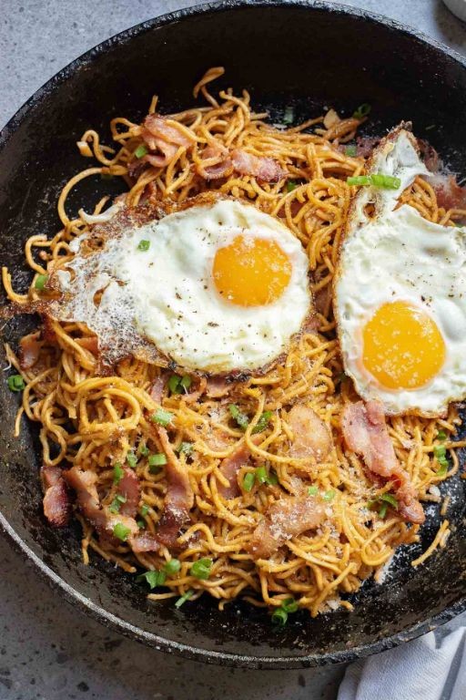 Bacon and Egg Noodle Breakfast Skillet