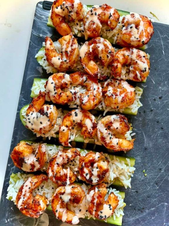 Bacon and Shrimp Sushi Boat