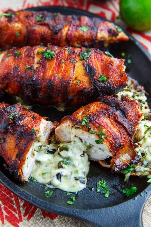 Bacon-Wrapped Chicken and Dressing Stuffed Peppers