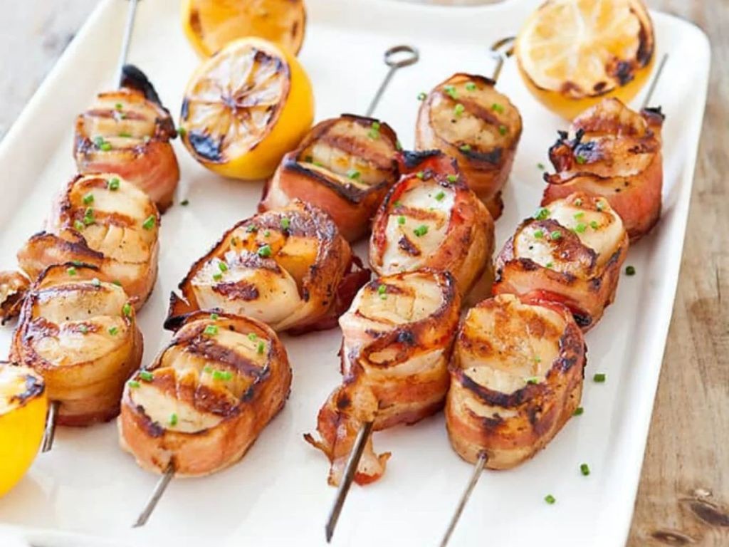 Bacon-Wrapped Scallop Skewers