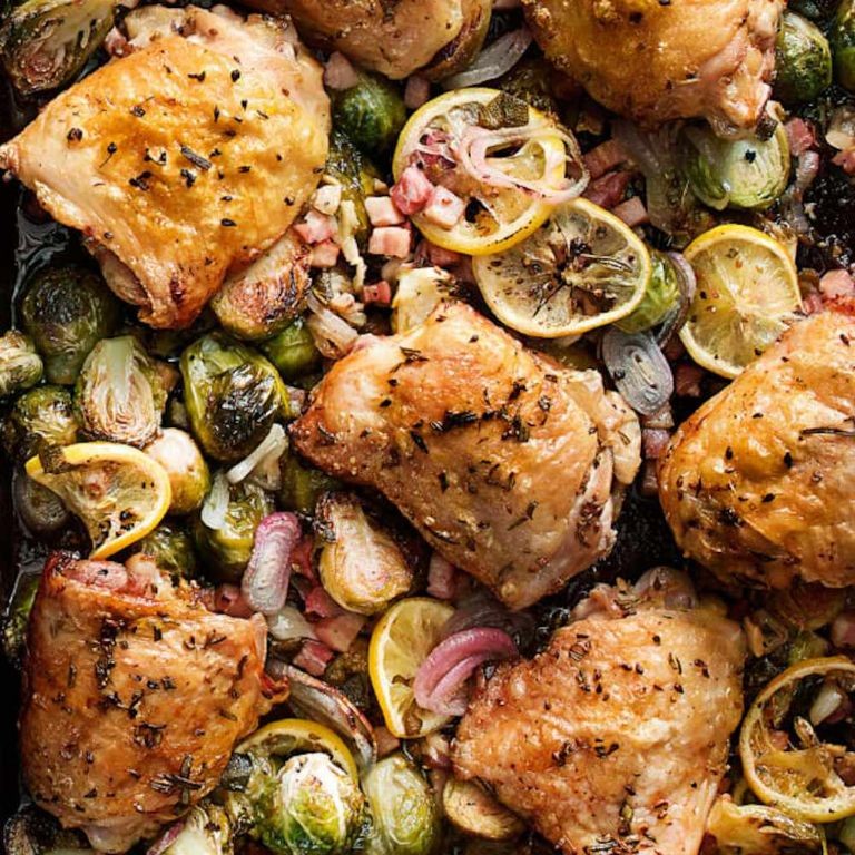 Baked Chicken Thighs with Brussels Sprouts