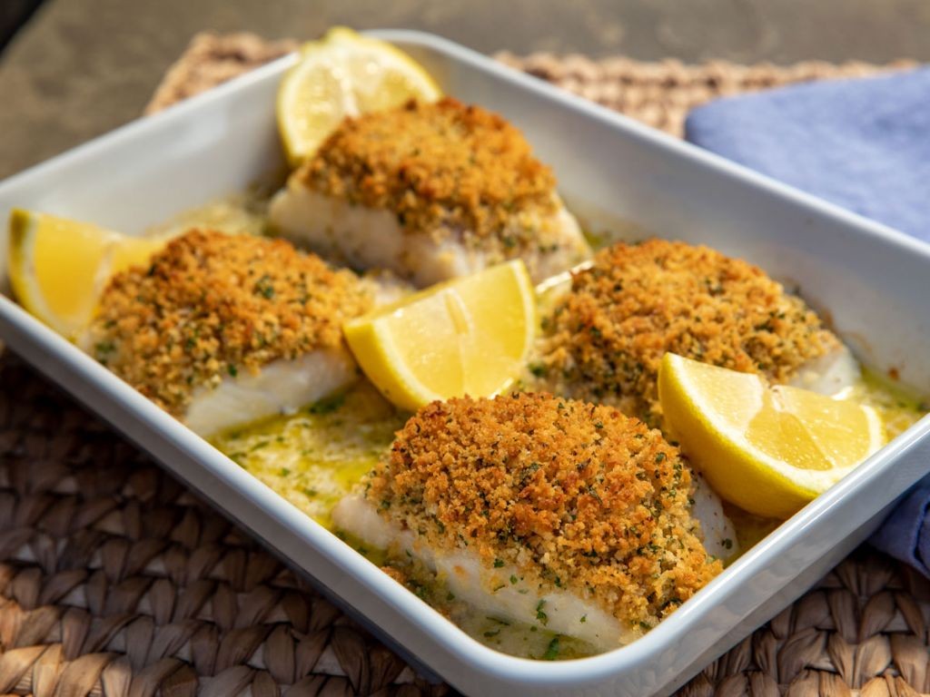 Baked Cod with Garlic and Herbs