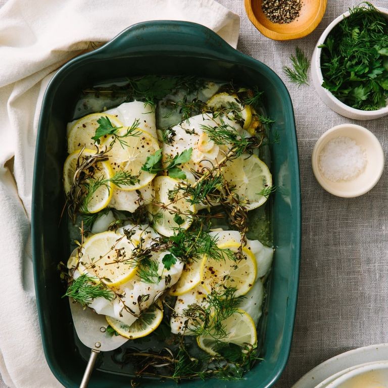 Baked Cod with Lemon and Herbs