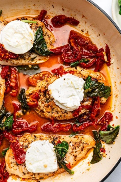 Baked Goat Cheese Chicken with Sun-Dried Tomatoes