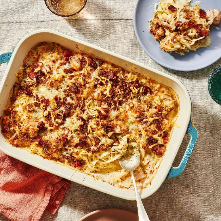 Baked Ground Chicken and Cabbage Casserole