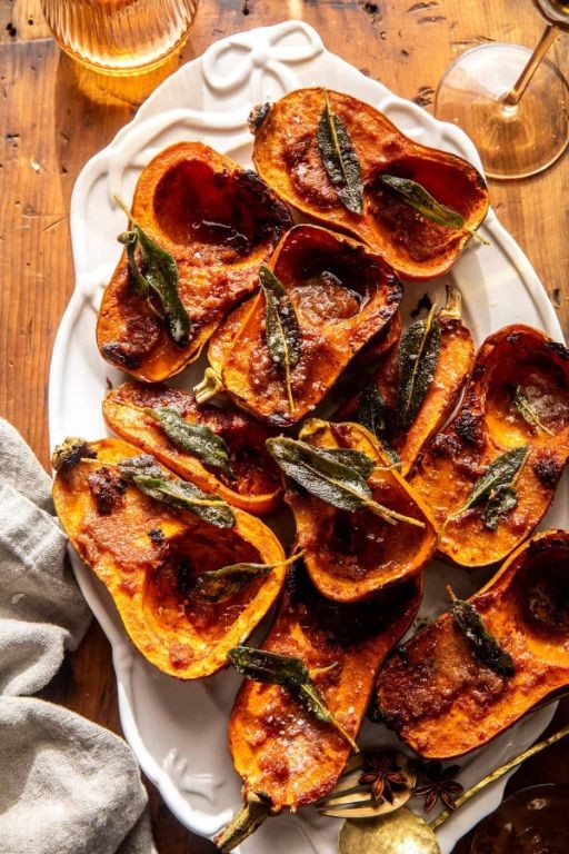 Baked Honey Nut Squash with Brown Sugar and Cinnamon