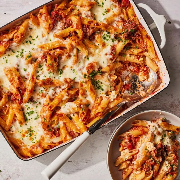 Baked Mostaccioli Carbonara
