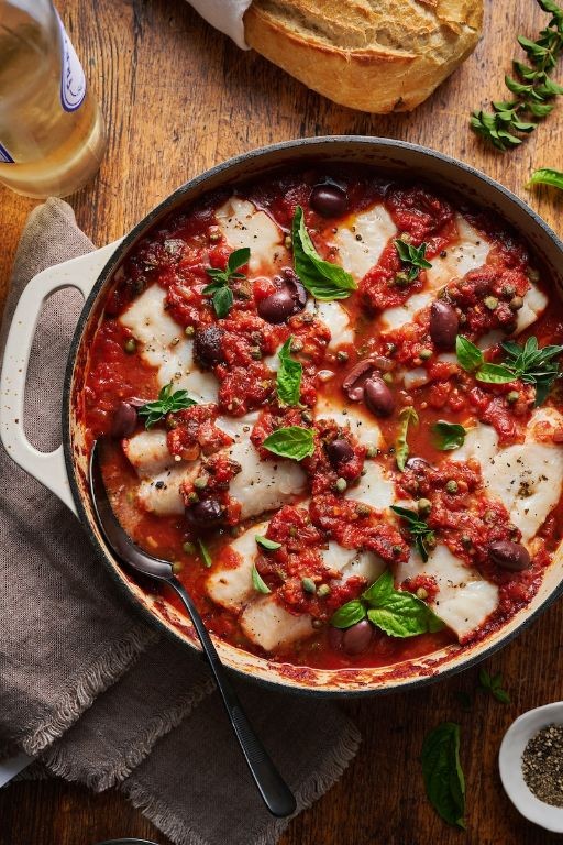 Baked Mostaccioli Puttanesca with Anchovies and Capers