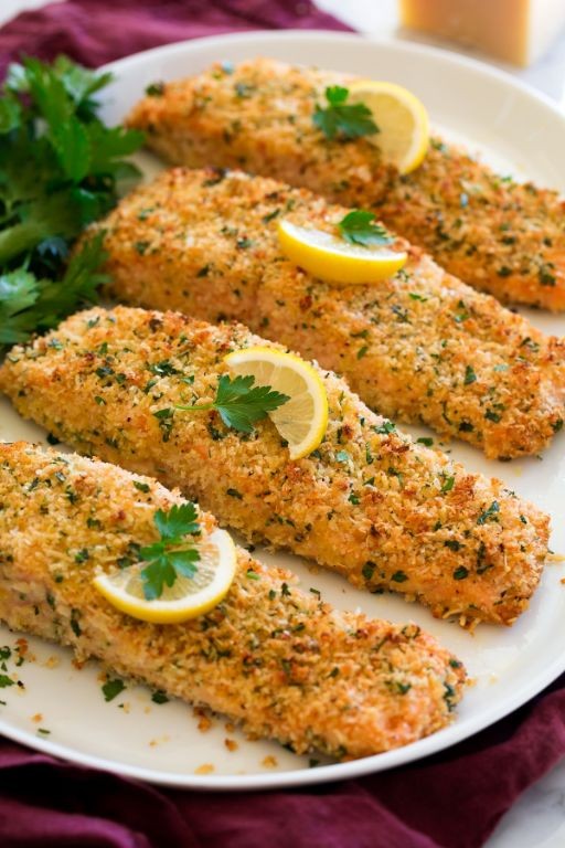 Baked Parmesan Crusted Salmon and Shrimp