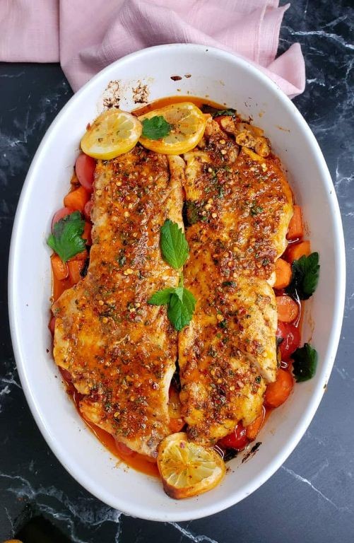 Baked Red Snapper Fillet with Garlic and Rosemary