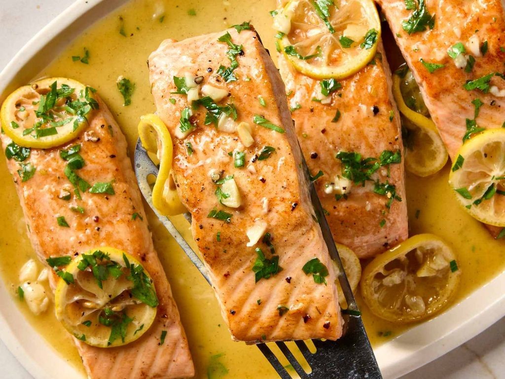 Baked Salmon with Lemon Butter Sauce