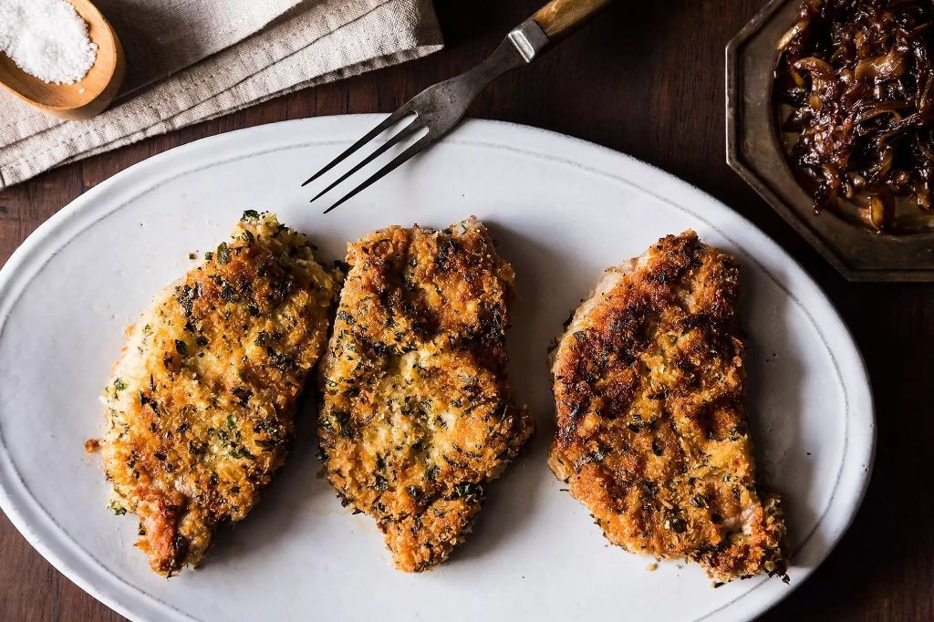 Baked Thick Pork Chops with Herb Crust