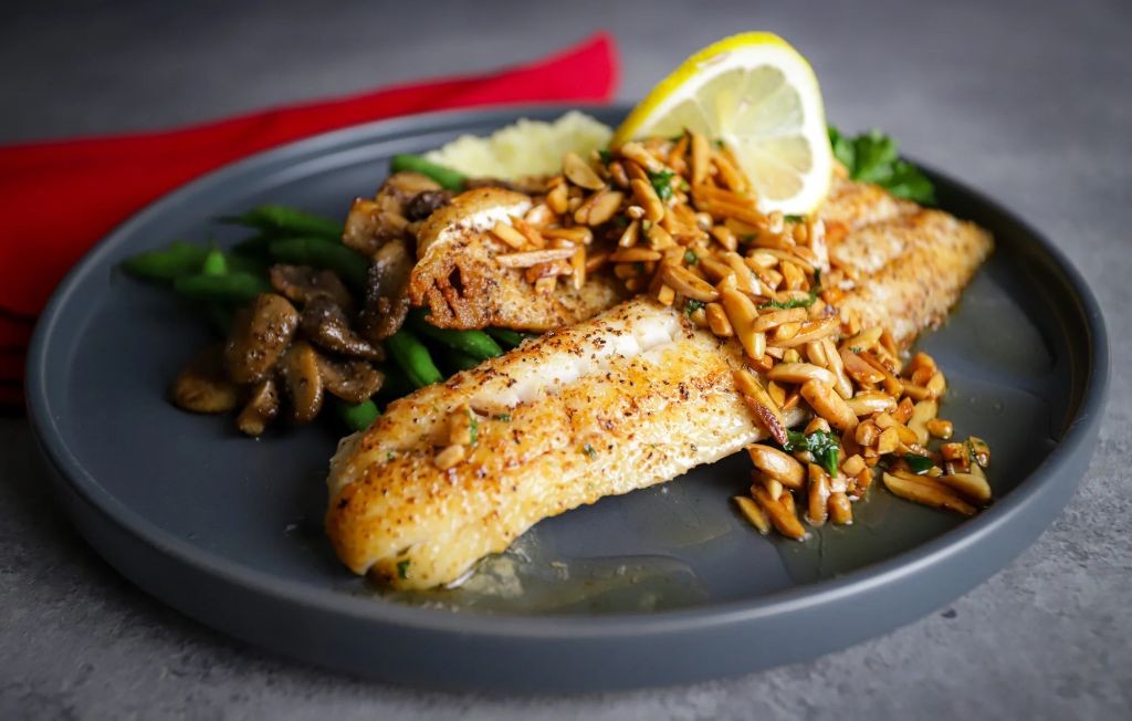 Baked Walleye Almondine