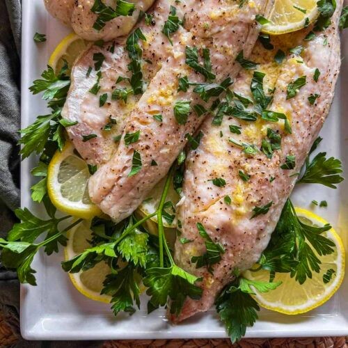 Baked Walleye with Herb and Citrus Marinade