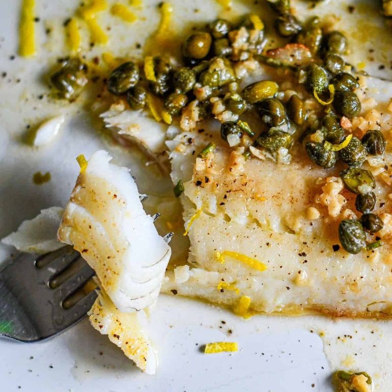 Baked Walleye with Lemon Caper Sauce