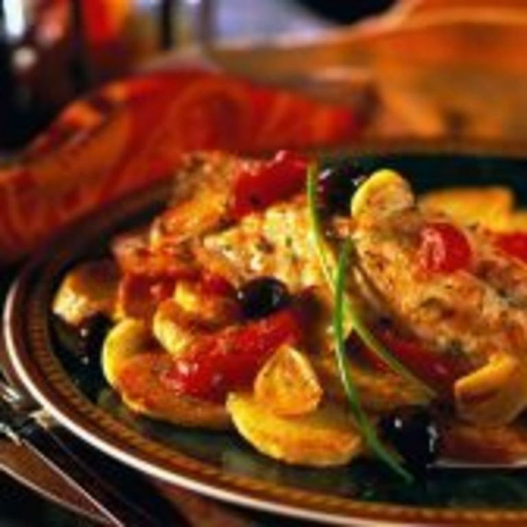 Baked Yellowtail with Tomatoes and Olives