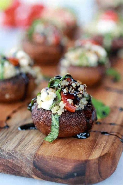Balsamic Glazed Caprese Stuffed Mushrooms