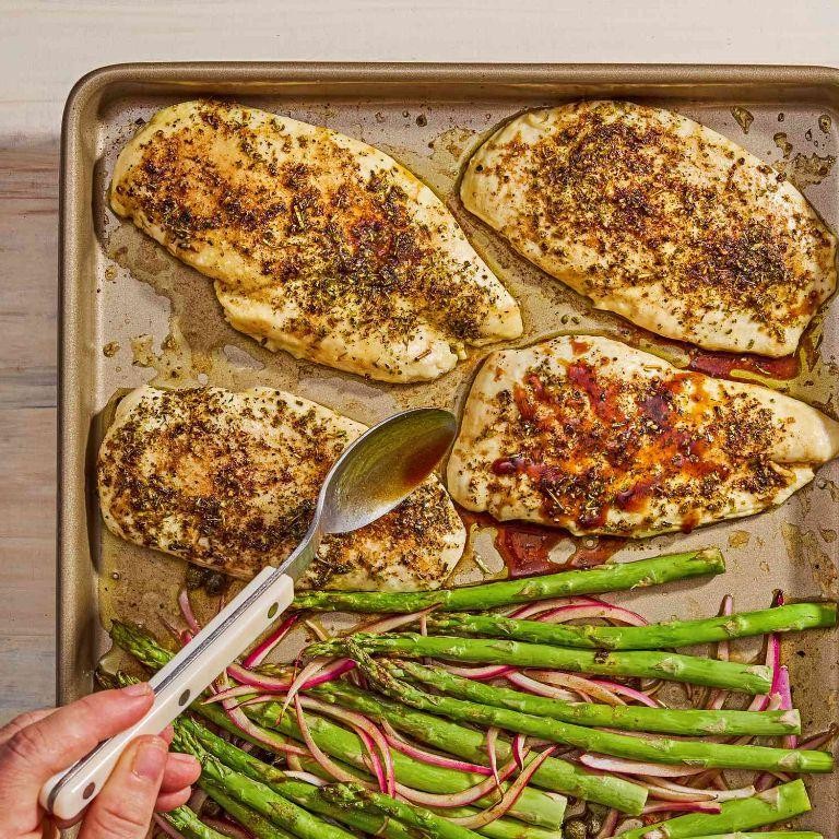 Balsamic Glazed Chicken Breasts with Asparagus